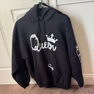 Gildan Black Queen Hoodie with Crown Design
